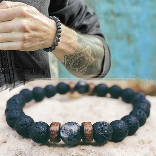 Pulseira com Pedras Vulcânicas